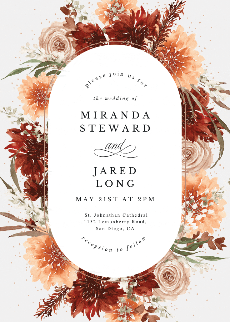 Terracotta round frame - wedding invitation