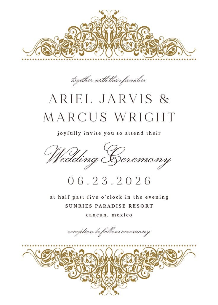 Formal ornate - wedding invitation