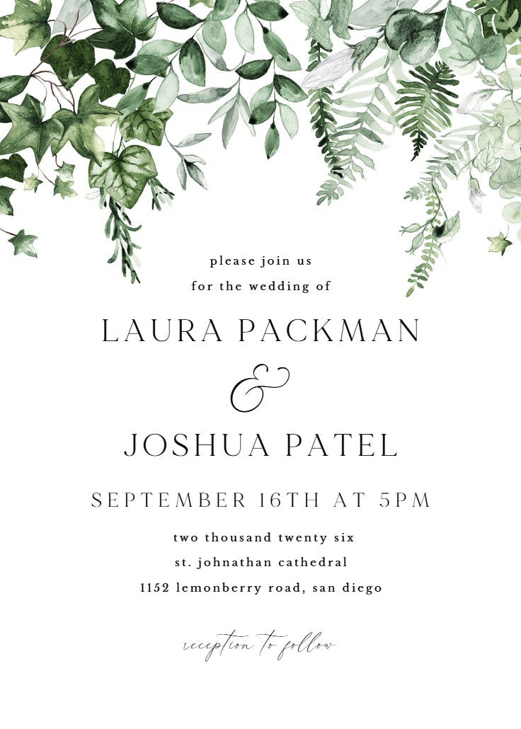 Ivy and sage - wedding invitation