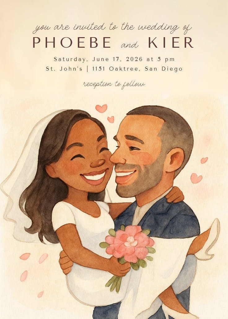 Swept off our feet - wedding invitation
