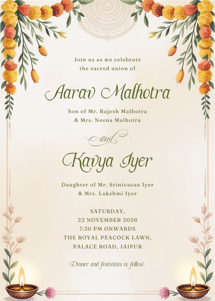 Together in tradition - wedding invitation