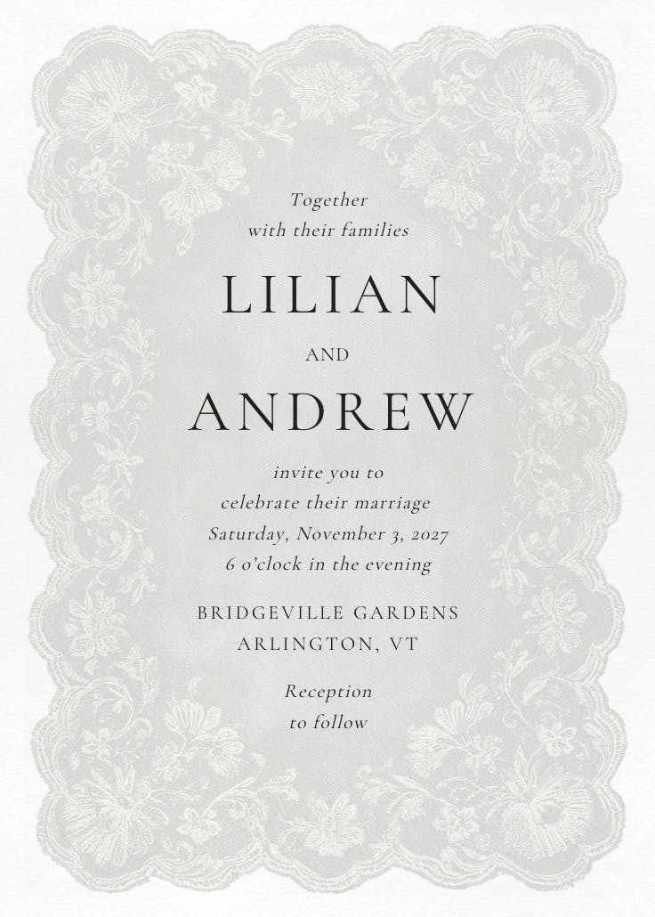 White lace - wedding invitation