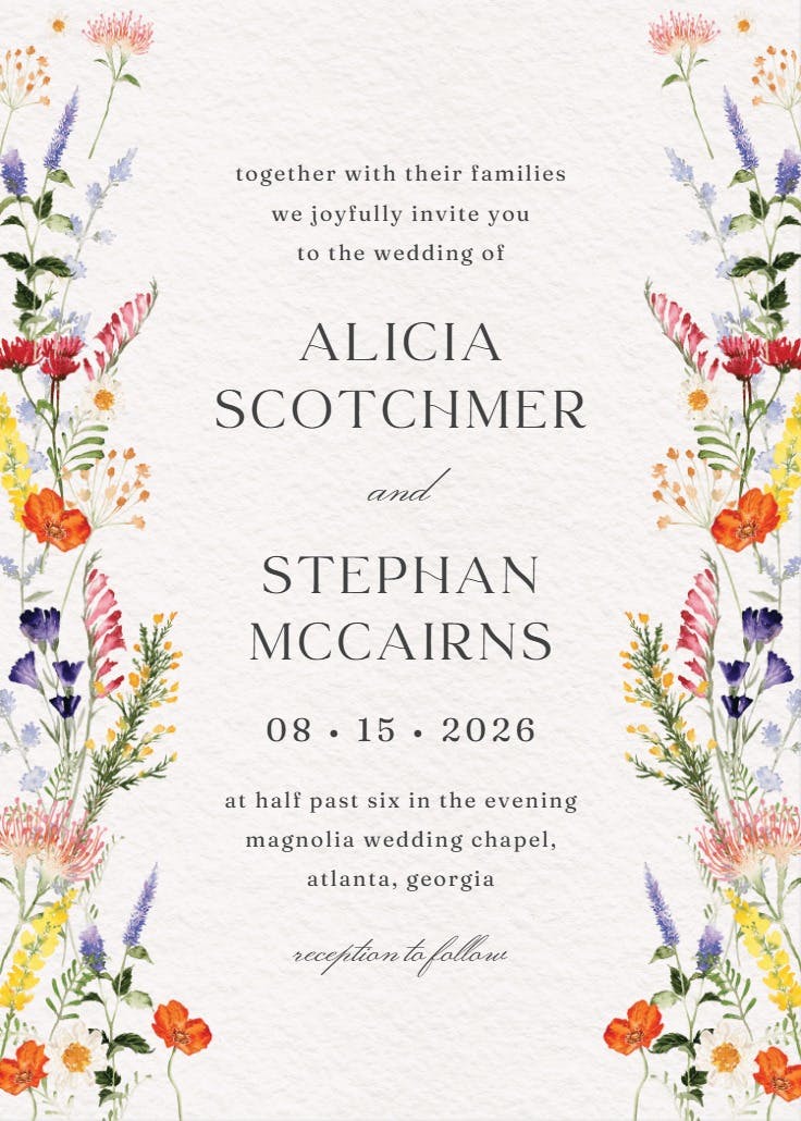 Wildflowers love - wedding invitation