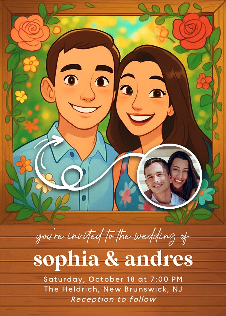 Wooden love frame - wedding invitation